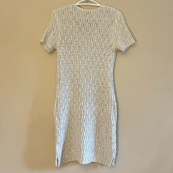 Dex Oatmeal Knit Short Sleeve V-Neck Sweater Dress – Size Medium EUC - Picture 7 of 13